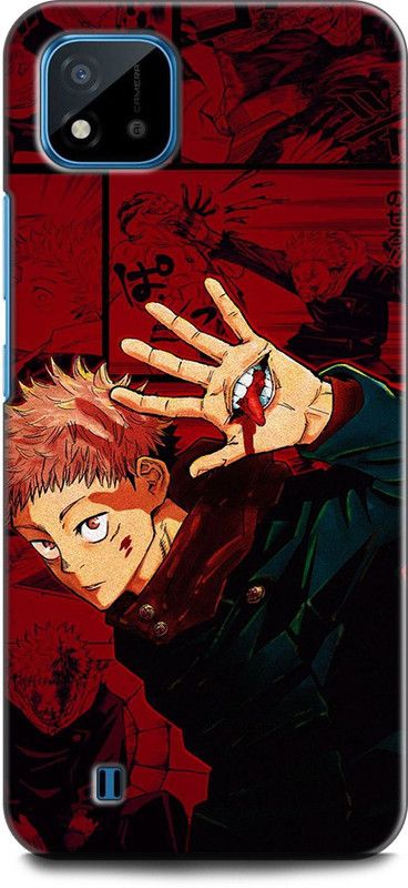 INDICRAFT Back Cover for Realme C11 2021, RMX3231 YUJI ITADORI, ANIME, NEON, CARTOON, JUJUTSU KAISEN, RED  (Multicolor, Dual Protection, Pack of: 1)
