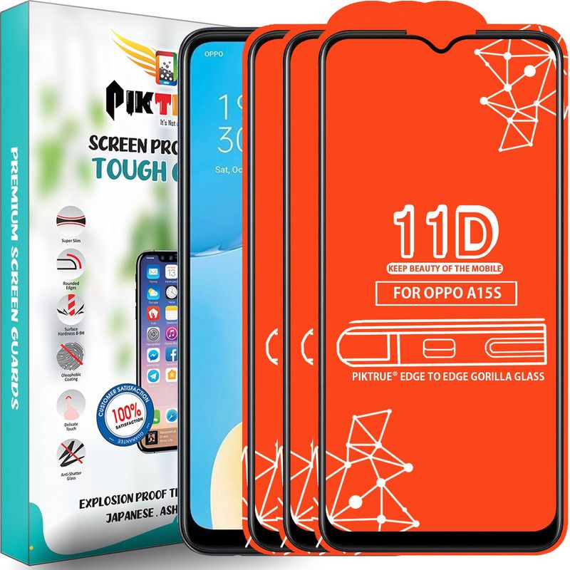 PikTrue Edge To Edge Tempered Glass for Oppo A15S  (Pack of 3)