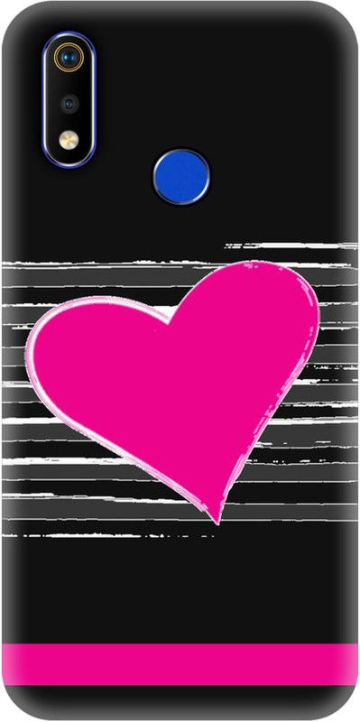 Smutty Back Cover for Realme 3i, RMX1827 - Pink Heart Print  (Multicolor, Hard Case, Pack of: 1)