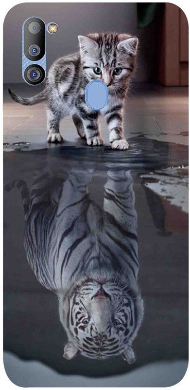 Golden Mask Back Cover for Sky Hawk Back Cover For Samsung Galaxy M21 White Cat And White Tiger  (Multicolor, Waterproof, Silicon, Pack of: 1)