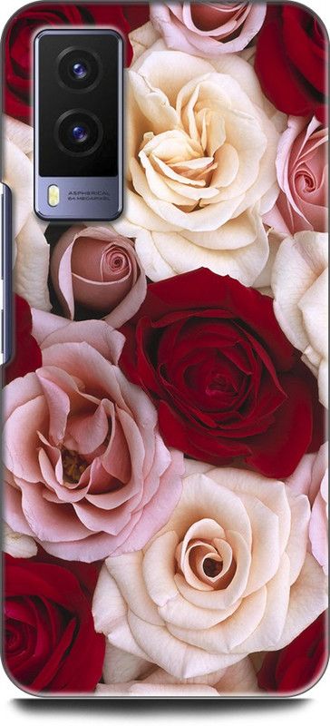 INDICRAFT Back Cover for Vivo V21E 5G, V2055 ROSE, WHITE PINK ROCE, BOUQUET, ROSES, FLOWERS  (Multicolor, Shock Proof, Pack of: 1)