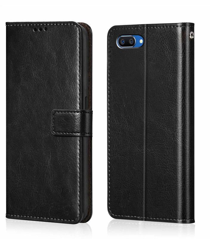 RD DREAMS Flip Cover for Inside Pocket Inbuilt Stand Shockproof Wallet Style Cover for Oppo A3S,Realme C1 Black  (Black)