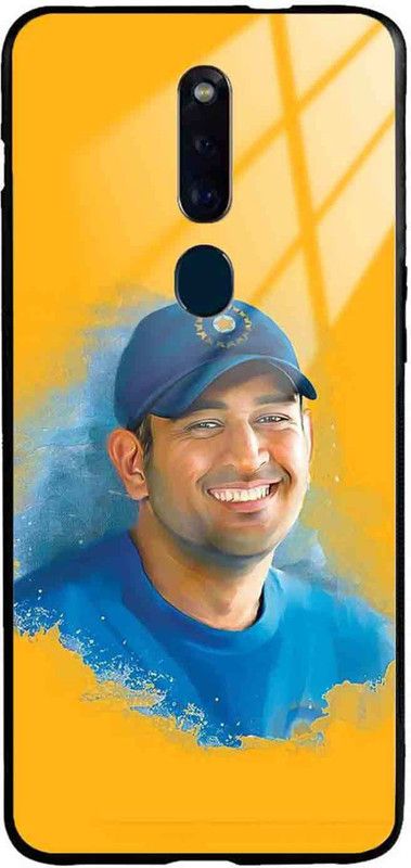 NDCOM Back Cover for OPPO F11 PRO MS Dhoni Thala Cricket Printed Glass Case  (Multicolor, Grip Case, Pack of: 1)