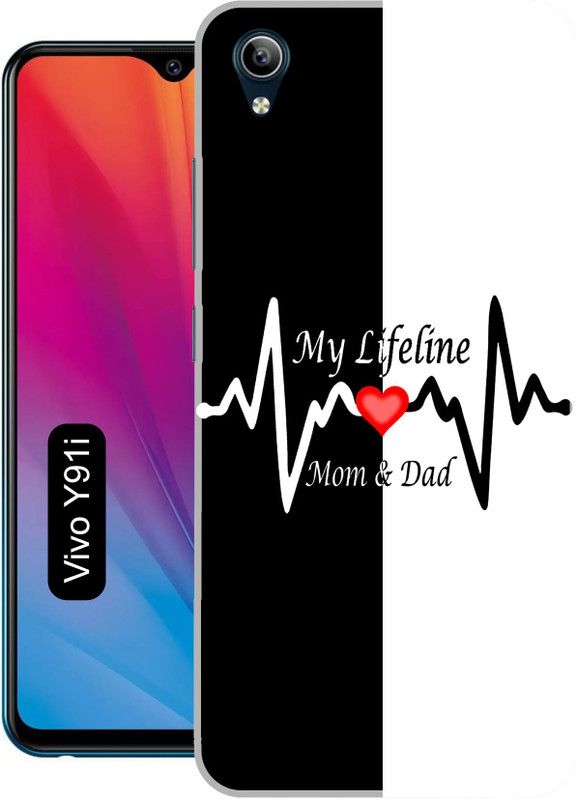 kudia Back Cover for vivo Y91i, 1820_19  (White, Black, Silicon, Pack of: 1)
