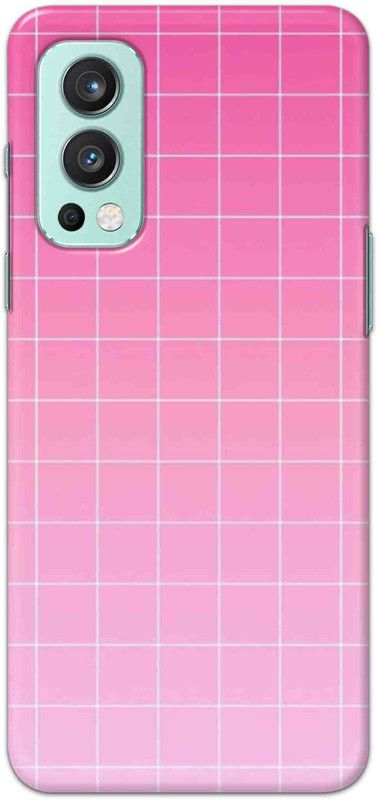 NDCOM Back Cover for OnePlus Nord 2 5G Pink Grid Printed  (Multicolor, Hard Case, Pack of: 1)