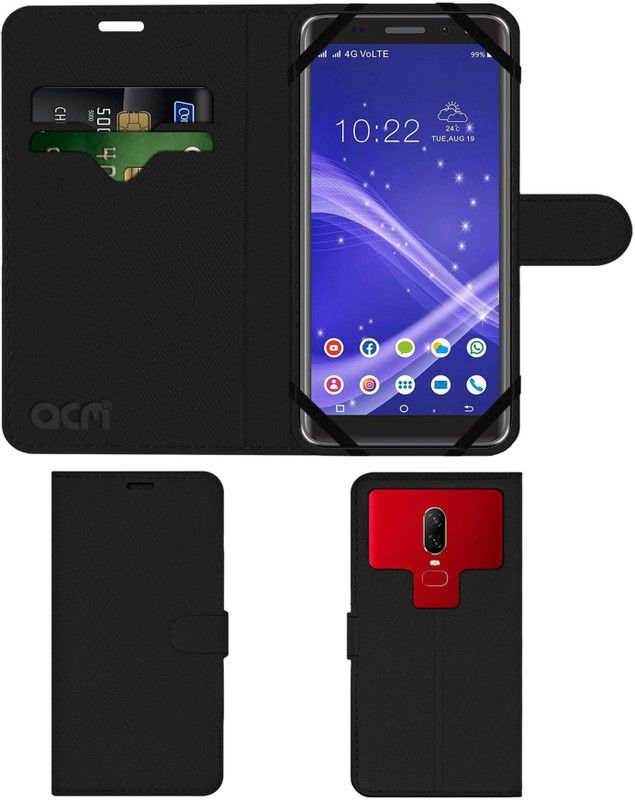 ACM Flip Cover for Ringme R10 Pro  (Black, Cases with Holder, Pack of: 1)