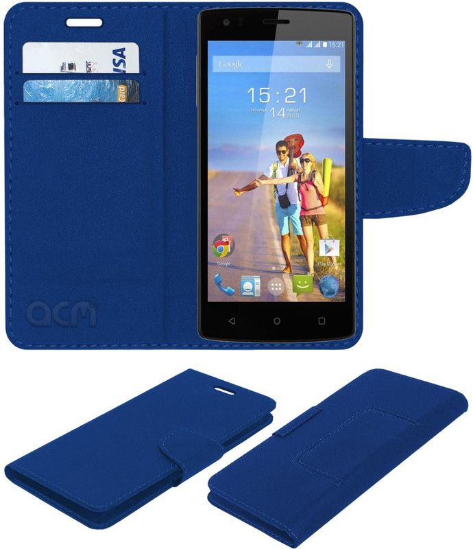 ACM Flip Cover for Fly Fs502  (Blue, Cases with Holder)