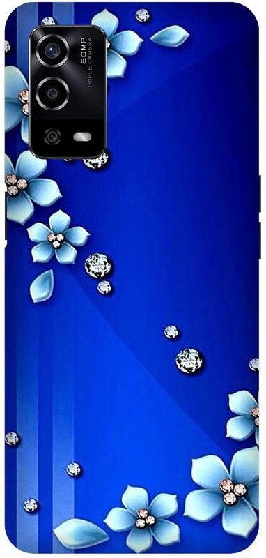 UMPRINT Back Cover for Oppo A55/CPH2325, Blue Flower, love Printed Back Cover  (Multicolor, Hard Case, Pack of: 1)