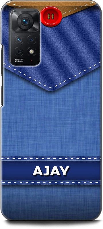 WallCraft Back Cover for REDMI Note 11 Pro AJAY NAME, A, LETTER, BLUE, JEANS, ALPHABET, DESIGN  (Multicolor, Dual Protection, Pack of: 1)