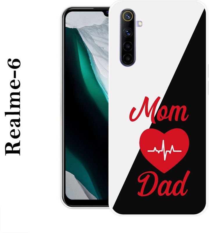 Sswastik Back Cover for Realme 6  (Black, White, Grip Case, Silicon)