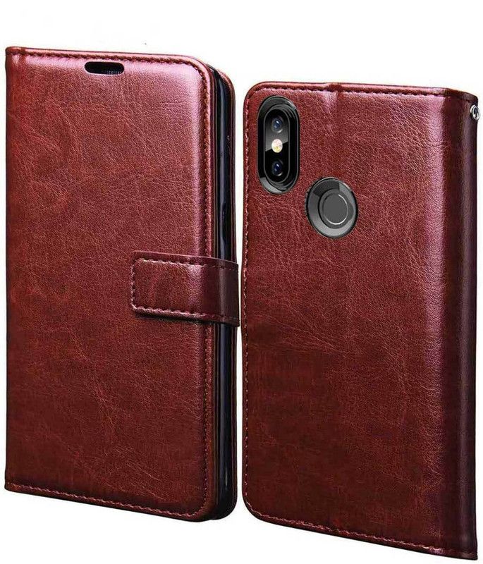 RRTBZ Flip Cover for Xiaomi Redmi Y3  (Brown, Magnetic Case, Pack of: 1)