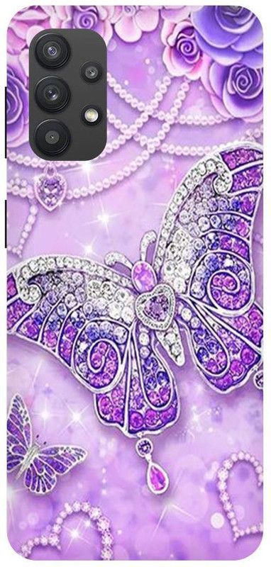 PICHKU Back Cover for SAMSUNG GALAXY A32 (5G)-BUTTER,FLY,BLACK,COLORFUL,BUTTER,FLY,GIRLS,LOVE,FLOWER  (Purple, Hard Case, Pack of: 1)