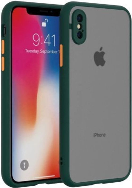 MOBZY Back Cover for Apple iPhone X  (Green, Camera Bump Protector, Pack of: 1)
