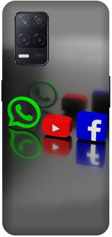 UMPRINT Back Cover for Realme 8/RMX3085 Facebook Whatsaap Instagram Printed Back Cover  (Multicolor, Hard Case, Pack of: 1)