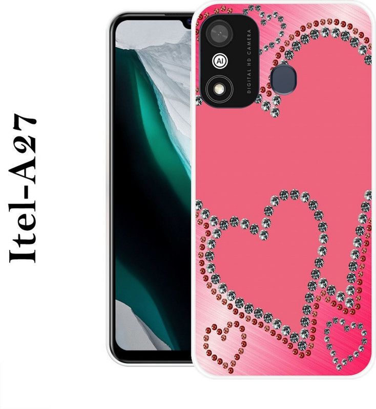 Sswastik Back Cover for Itel A27  (Pink, Silver, Grip Case, Silicon)