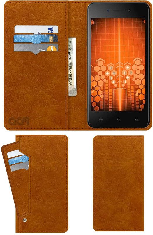 ACM Flip Cover for Micromax Bharat 5  (Gold, Cases with Holder, Pack of: 1)