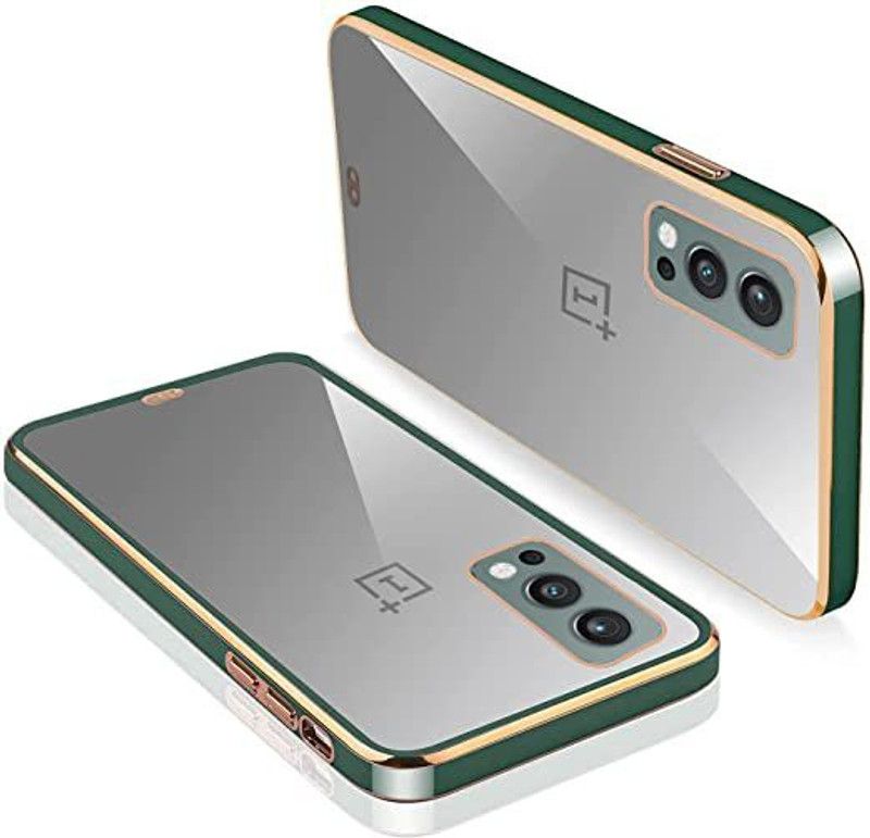 Yebhi Online Back Cover for 1+ Oneplus Nord 2 5G |Electroplated Silicon Golden Plating Crystal Clear Case|  (Green, Grip Case, Pack of: 1)
