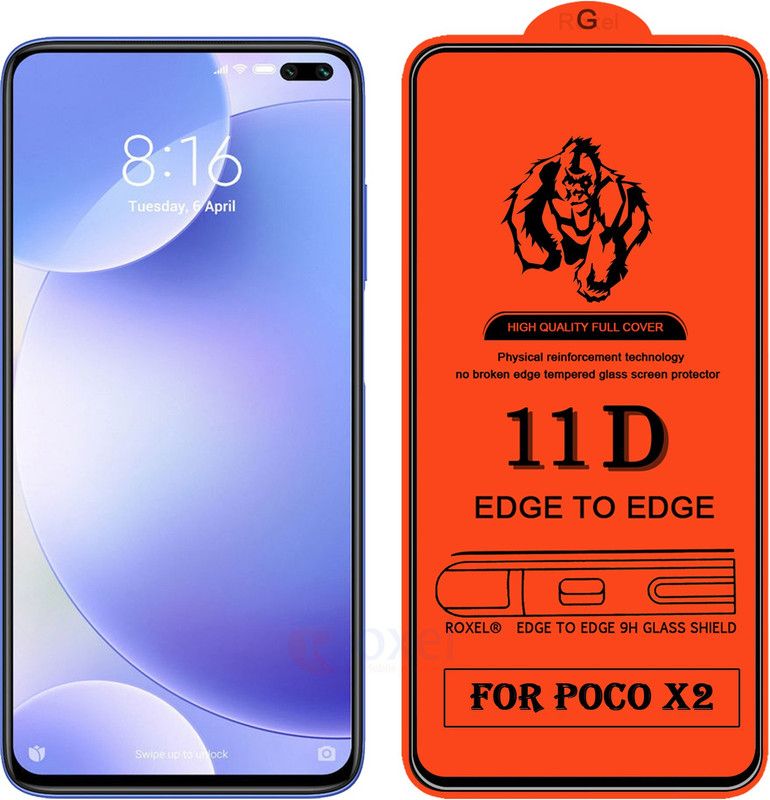 Roxel Edge To Edge Tempered Glass for Poco X2  (Pack of 1)