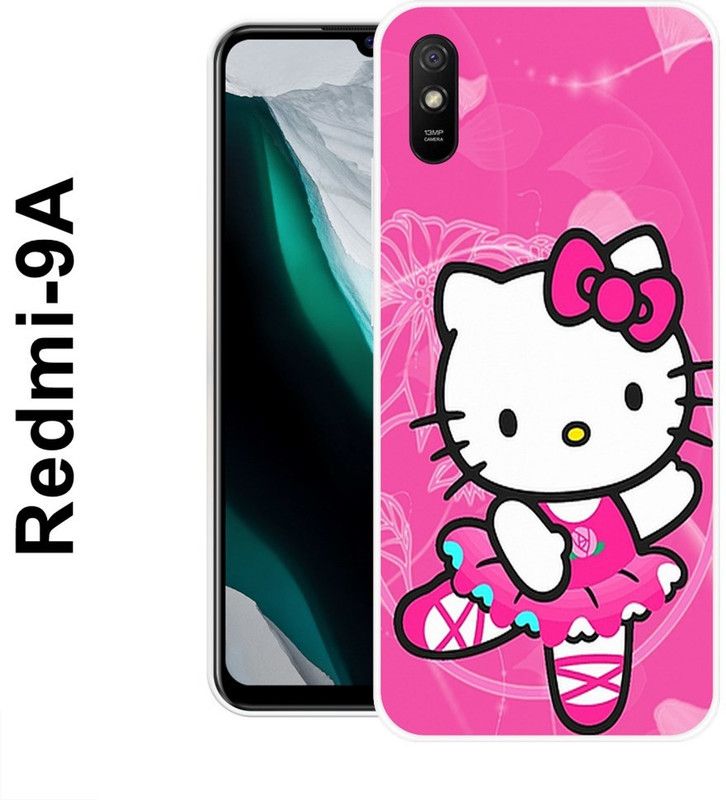 INDIALAND Back Cover for Redmi 9A  (Pink, White, Silicon)