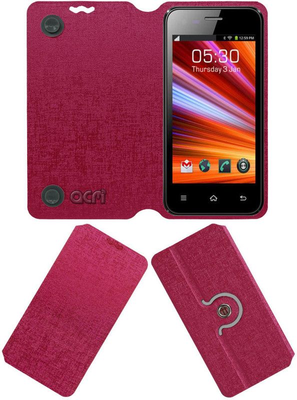 ACM Flip Cover for Celkon A87  (Pink, Cases with Holder)