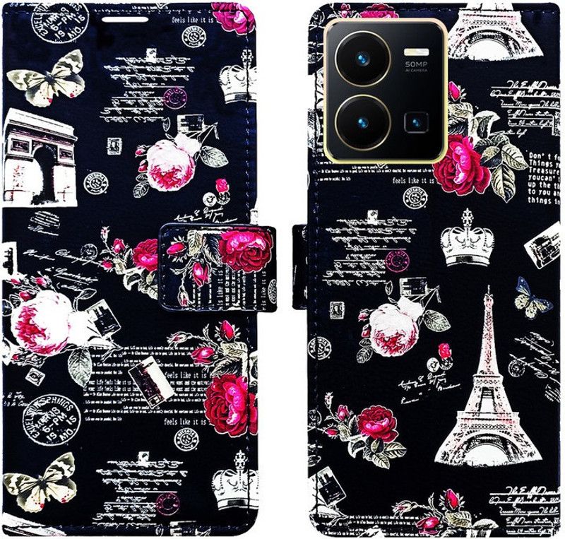 MyFlips Flip Cover for Vivo Y35  (Black, Magnetic Case, Pack of: 1)