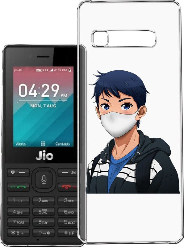 HANIRY Back Cover for Jio F220 / f220 mobile cover | A BOY WITH MASK & BAG | Design | PNG_13  (Multicolor, Flexible, Silicon, Pack of: 1)