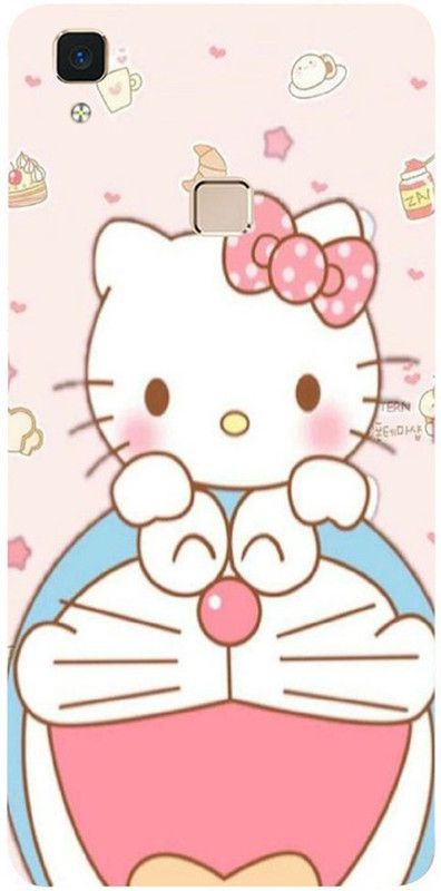 Golden Mask Back Cover for Vivo V3 Max Doraemon With Kitty  (Multicolor, Waterproof, Silicon, Pack of: 1)