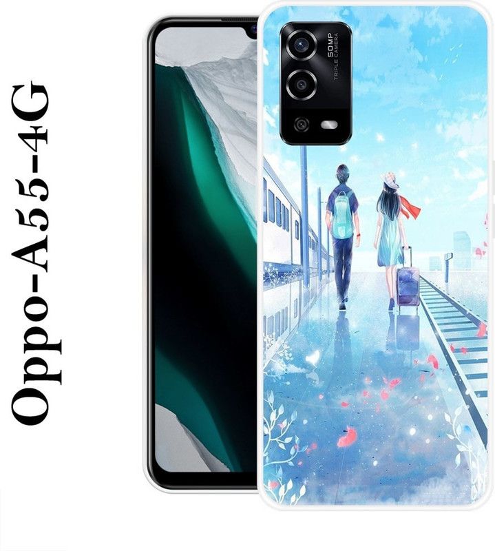 INDIALAND Back Cover for Oppo A55 4G  (Blue, Grip Case, Silicon)