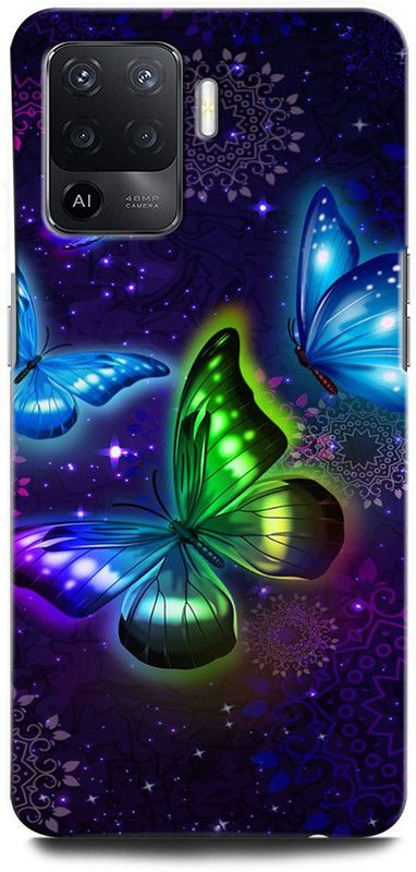 ORBIQE Back Cover for OPPO F19 Pro CPH2285 BUTTERFLY, BEAUTIFULBUTTERFLIES, BLUEBURRERFLY, GLITTER  (Multicolor, Hard Case, Pack of: 1)