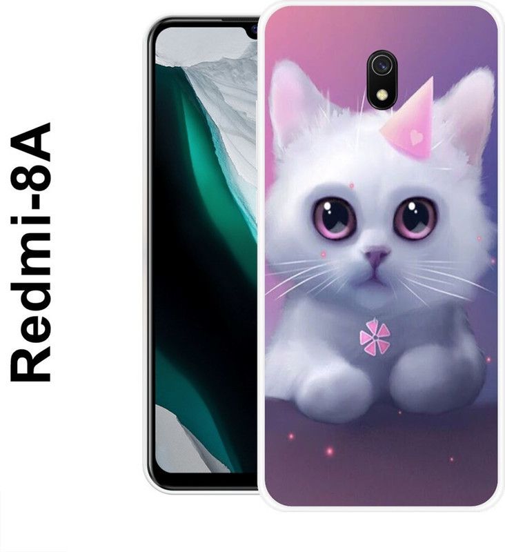REALKING Back Cover for Redmi 8A  (Pink, White, Silicon)