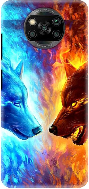 SP KING Back Cover for Poco X3  (Blue, Orange, 3D Case)