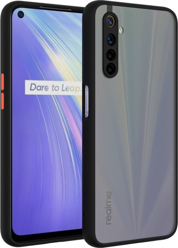 AOnes Back Cover for Realme 6  (Black, Cases with Holder, Pack of: 1)