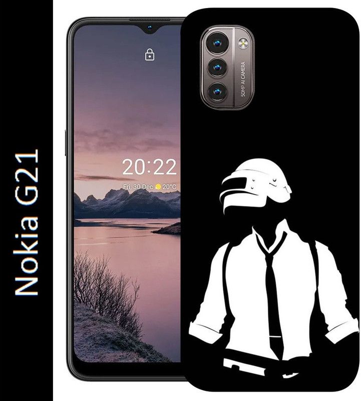 Anami Back Cover for Nokia G21  (Black, White, Grip Case, Silicon, Pack of: 1)