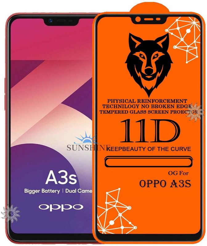 SUNSHINE Tempered Glass Guard for OPPO-A3s Edge to Edge Tempered Glass  (Pack of 1)