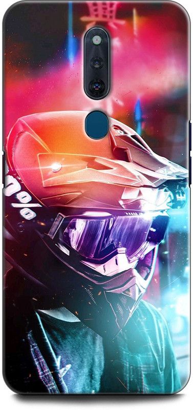 INDICRAFT Back Cover for OPPO F11 Pro, CPH1969 BIKE, RIDER, NEON, HELMET, GLOW, BIKER, CYBERPUNK  (Multicolor, Shock Proof, Pack of: 1)