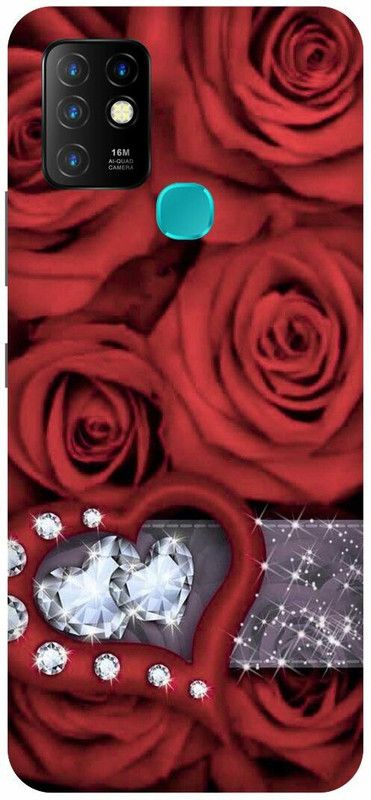 Dimora Back Cover for Infinix Hot 10 ,ROSE FLOWER HEART DIMOND  (Multicolor, Hard Case, Pack of: 1)