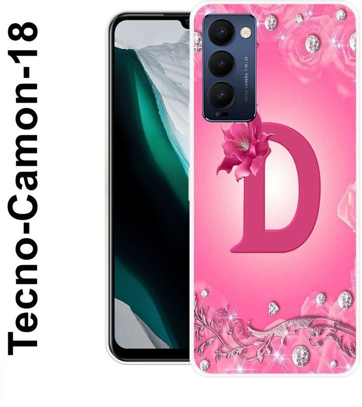 KUDI Back Cover for Tecno Camon 18  (Pink, Silver, Silicon)