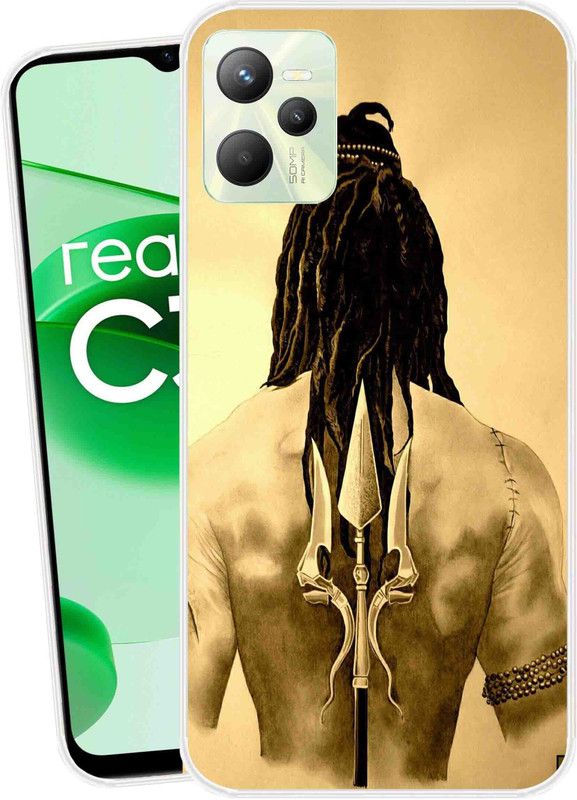Mkprint Back Cover for RealmeC35  (Beige, Black, Silicon)