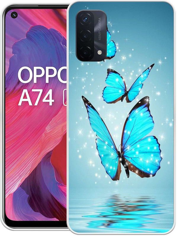 RJ14 (Online) Back Cover for OPPO A74  (Green, Grip Case, Silicon, Pack of: 1)