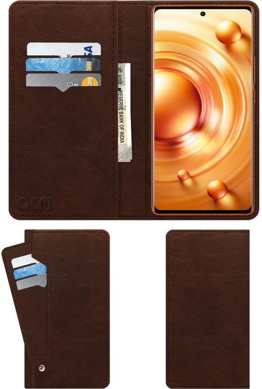 ACM Flip Cover for Vivo X80  (Brown, Cases with Holder, Pack of: 1)