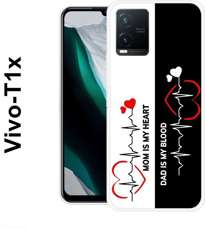 SHIVKUDI Back Cover for Vivo T1x  (Black, White, Silicon)