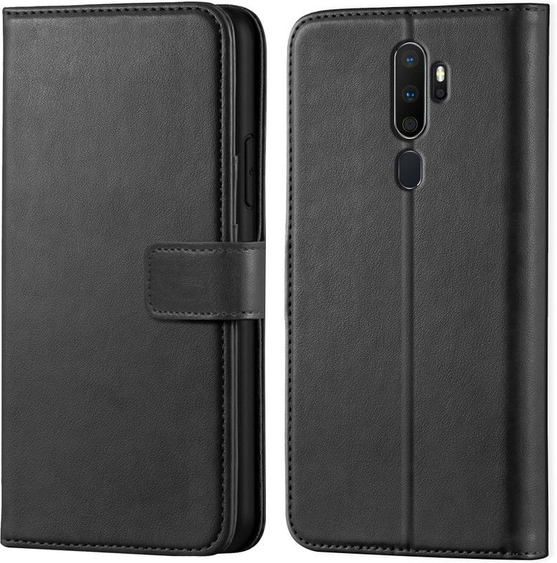 ALLNEEDS Flip Cover for OPPO A5 2020 | Inside TPU with Card Pockets | Wallet Stand | Magnetic Closure  (Black, Dual Protection)