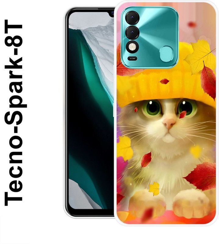INDIALAND Back Cover for Tecno Spark 8T  (Yellow, Red, Silicon)