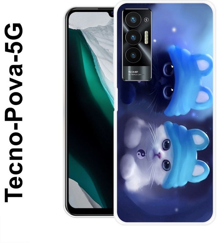 INDIALAND Back Cover for Tecno Pova 5G  (Blue, Silicon)