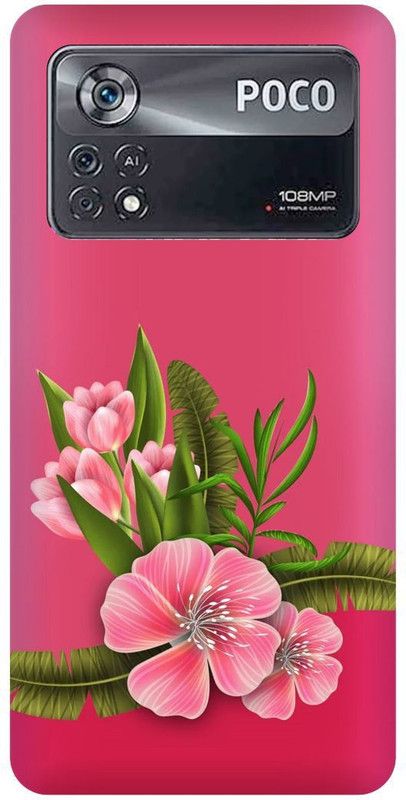 play fast Back Cover for POCO X4 Pro 5G, PINK, GREEN, FLOWER, FLOWERS, ART  (Pink, Hard Case, Pack of: 1)