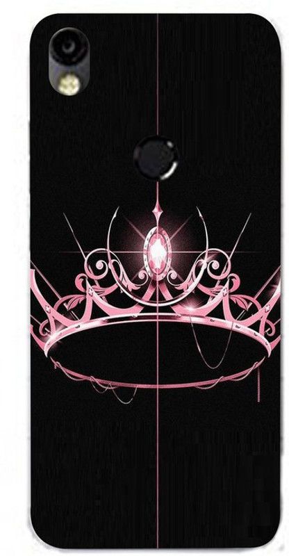 Golden Mask Back Cover for Sky Hawk Back Cover For Tecno Camon I Air Black Background And Pink Crown  (Multicolor, Waterproof, Silicon, Pack of: 1)