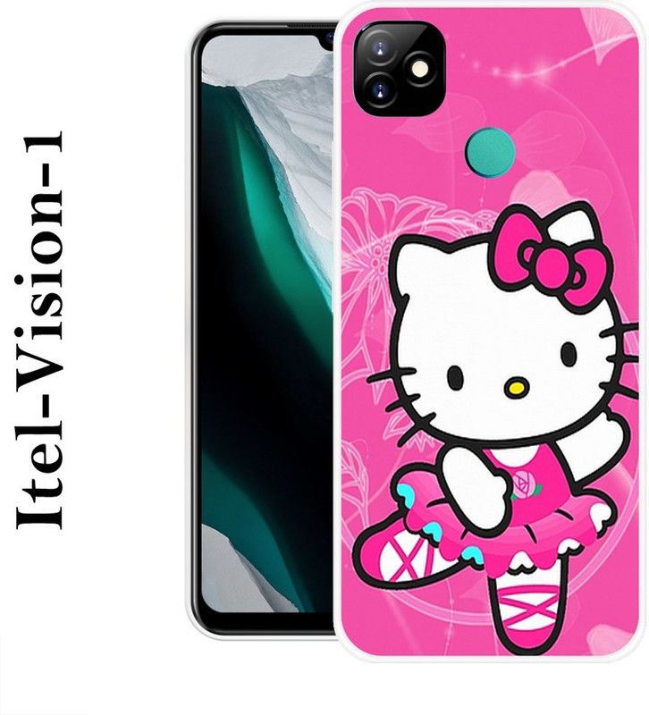 INDIALAND Back Cover for Itel Vision 1  (Pink, White, Grip Case, Silicon)