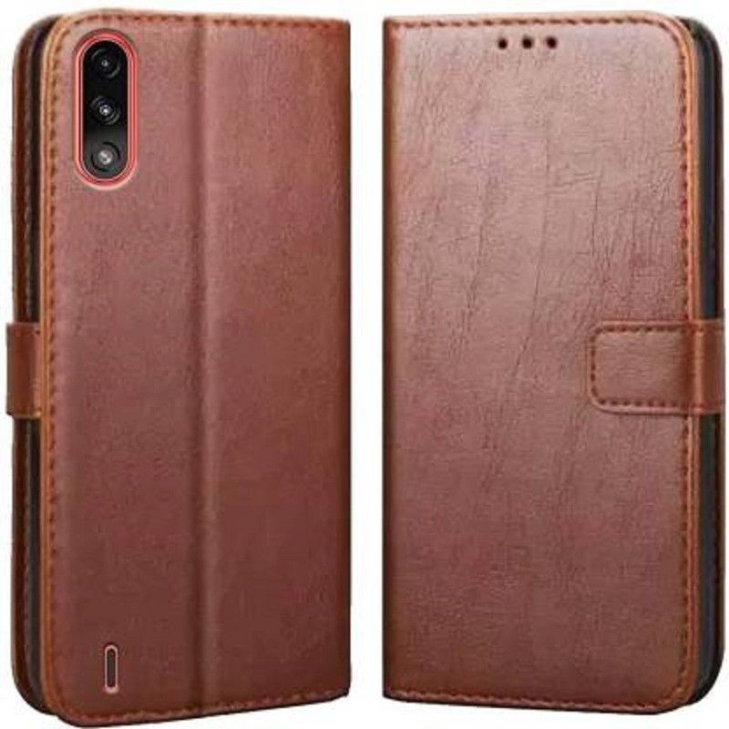 Just Be You Flip Cover for Moto E7 Power 64GB | Leather Finish | Inbuilt Stand & Pockets  (Brown, Dual Protection, Pack of: 1)