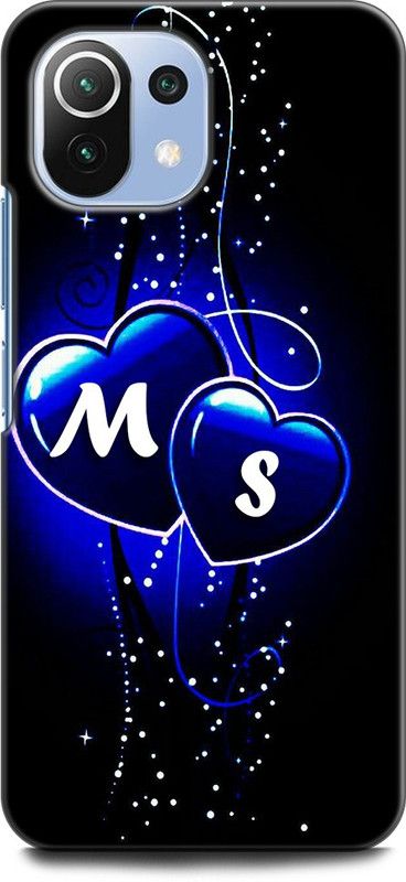 WallCraft Back Cover for Mi 11 Lite M S, M LOVES S, NAME, LETTER, ALPHABET, MS LOVE, HART, BLUE  (Multicolor, Dual Protection, Pack of: 1)