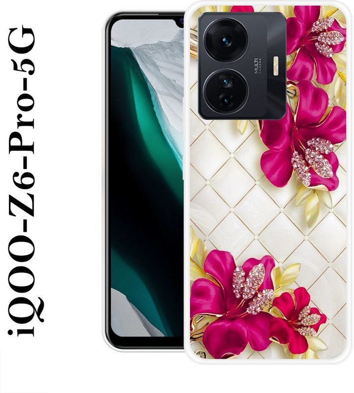 REDFLY Back Cover for IQOO Z6 Pro 5G  (White, Pink, Silicon)